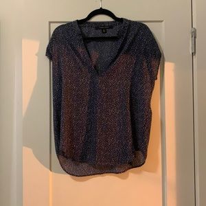 Size S Cynthia Steffens Navy/White Polka Blouse